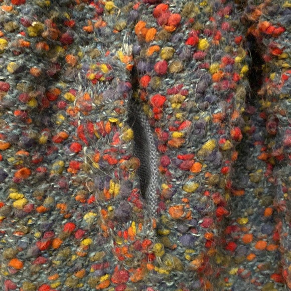 Curio New York Grey Red Chunky Knit Ribbed Alpaca Mohair Cardigan Sweater Size M - Picture 7 of 14